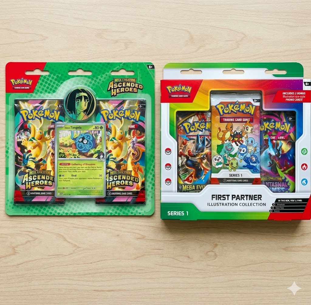 POKEMON  -  FIRST PARTNER ILLUSTRATION SERIES 1  AND ASCENDED HEROES - 2-PACKS BLISTER - ERIKA'S TANGELA