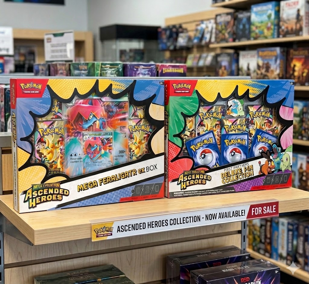POKEMON  -  MEGA EVOLUTION -  ASCENDED HEROES - FIRST PARTNERS DELUXE PIN COLLECTION AND MEGA FERALIGATR EX BOX (ENGLISH)